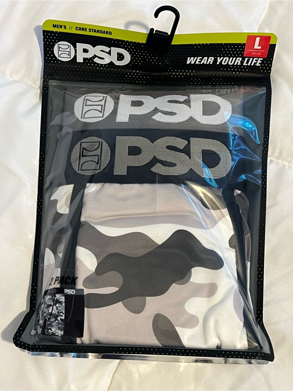 PSD Men’s Camo Boxers size Large - Black & Gray 2 pack NWT